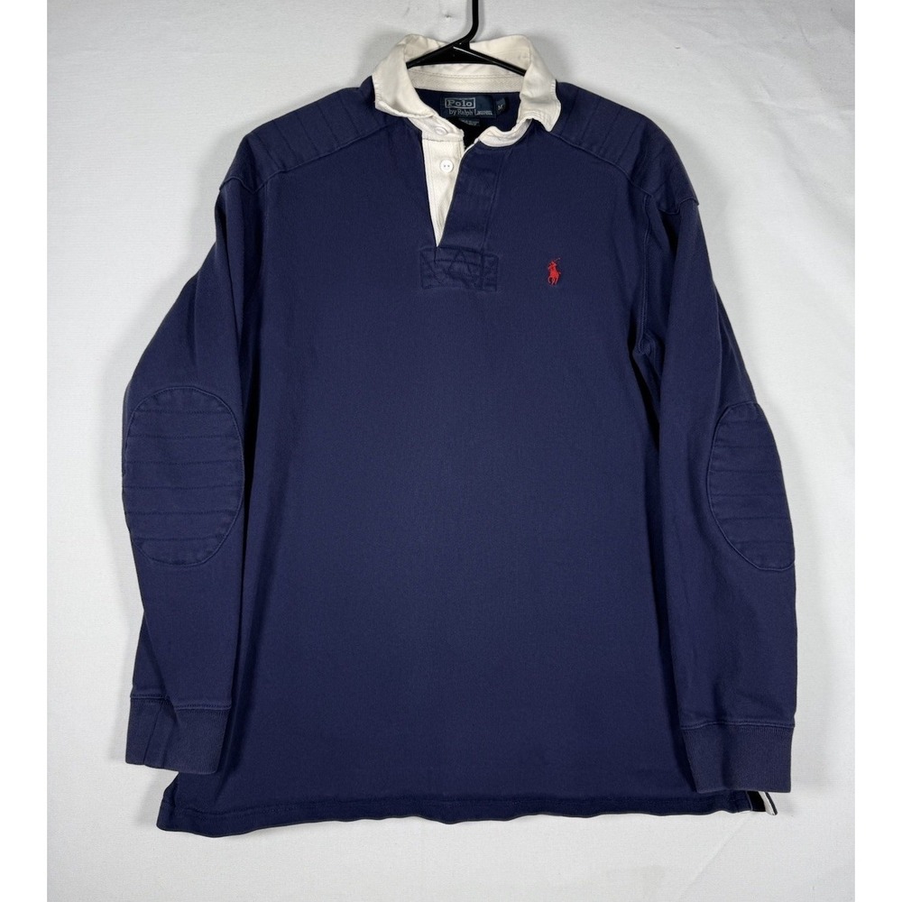 VTG Polo Ralph Lauren Rugby Polo Shirt Mens Medium Pony Padded Shoulder Elbow
